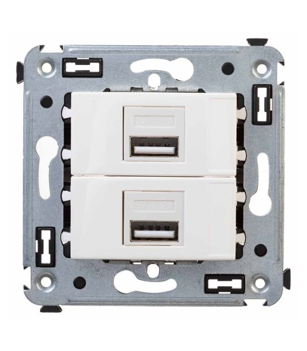 USB зарядний пристрій 5 В – 2, 1А для монтажу в стіну, "Біла хмара"