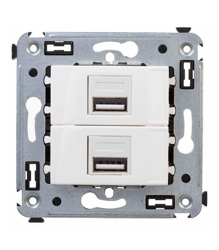 USB зарядний пристрій 5 В – 2, 1А для монтажу в стіну, "Біла хмара"
