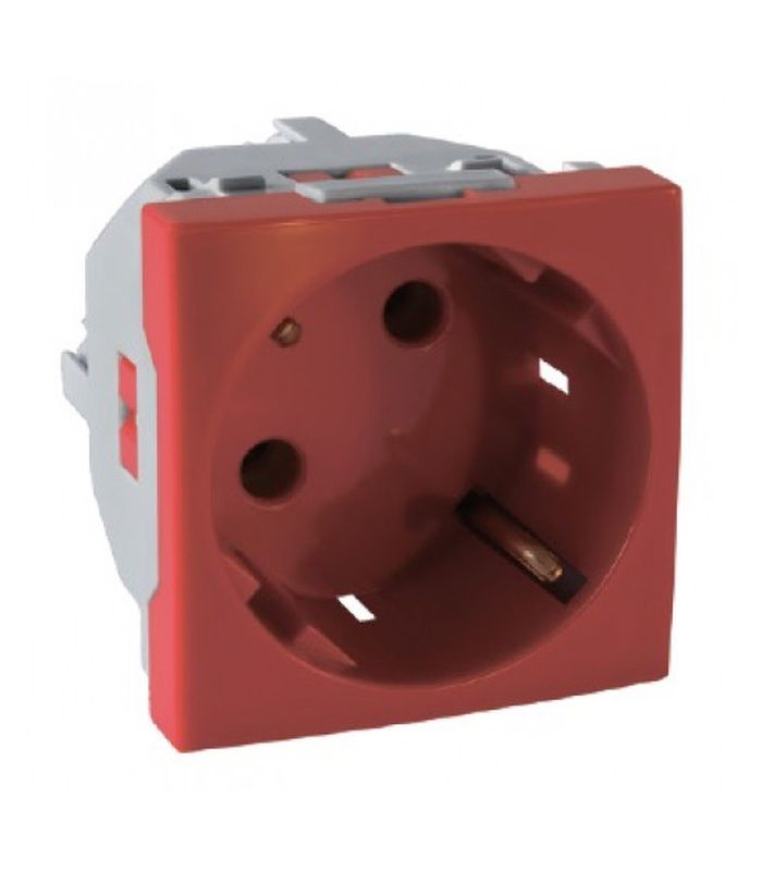Розетка одинарна з з/к schuko 16A 250V 2 MOD під кутом 45° червоний