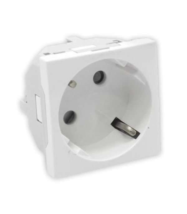 Розетка одинарна з з/к та з/ш schuko 16A 250V 2 MOD під кутом 45° білий