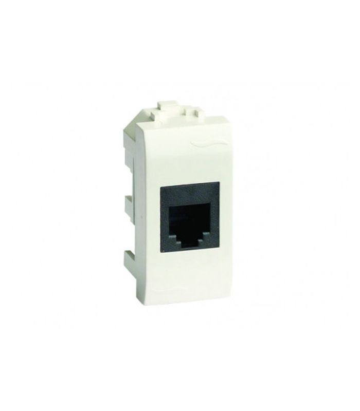 Телефонна розетка RJ-11 (роз'єм AMP), біла RAL 9010, 1мод.