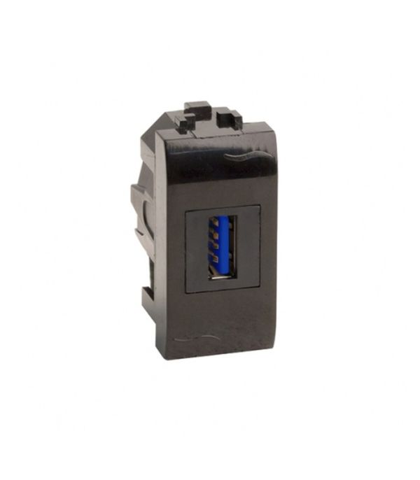 USB 3.0 розетка, Brava, чорна, 1 мод.