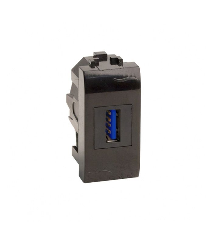 USB 3.0 розетка, Brava, чорна, 1 мод.