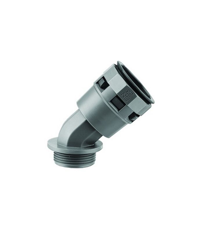 Муфта 45 грд. труба-коробка DN48мм, M50х1,5, поліамід, чорний колір