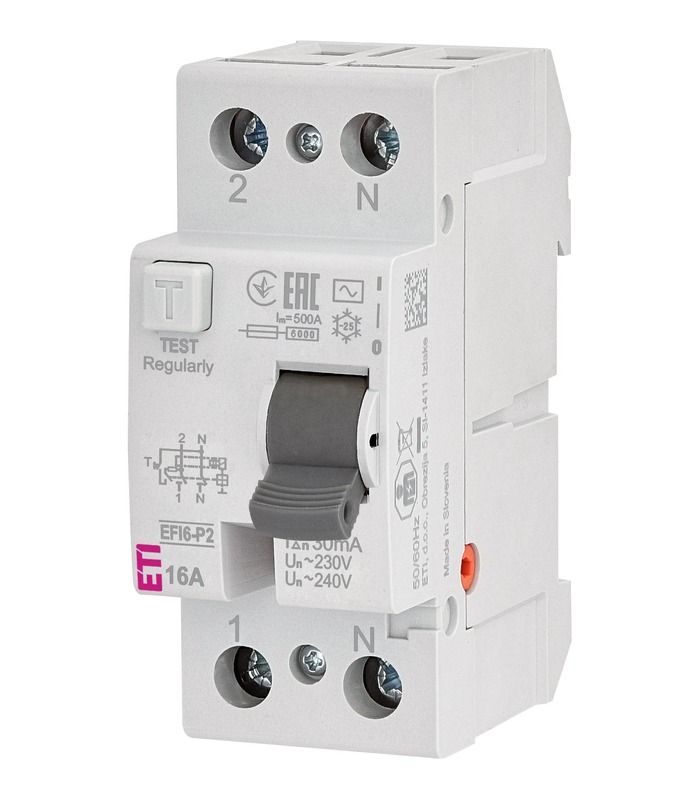 Реле диференційне (ПЗВ) 2р EFI6-P2 16/0,03 тип AC (6kA)