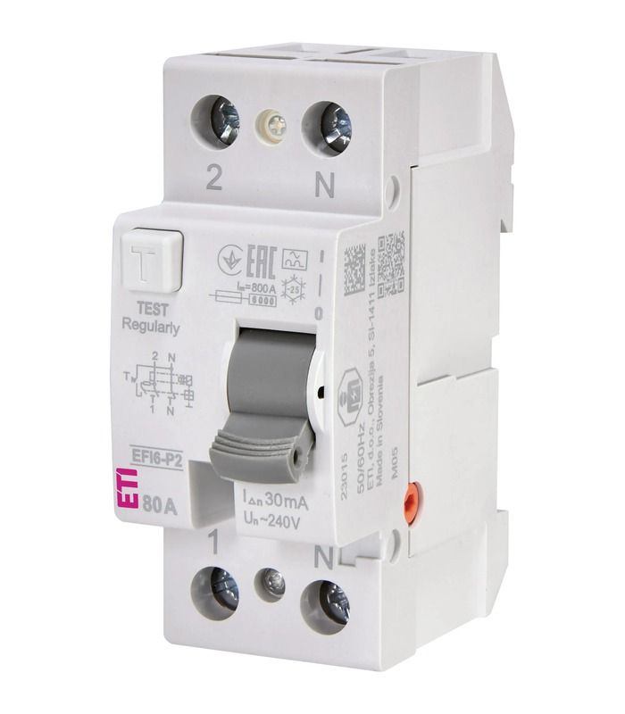 Реле диференційне (ПЗВ) 2р EFI6-P2 80/0,03 тип A (6kA)