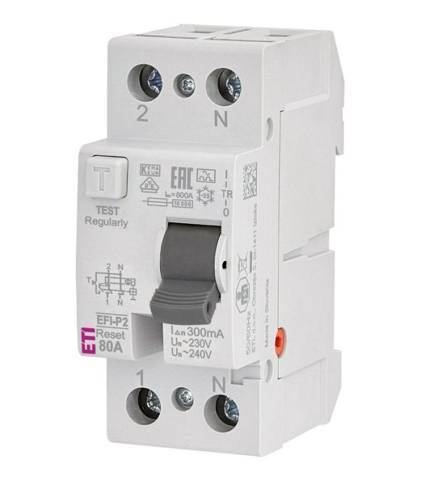 Реле диференційне (ПЗВ) 2р EFI-P2R 80/0,3 тип A (10kA) (RESET)