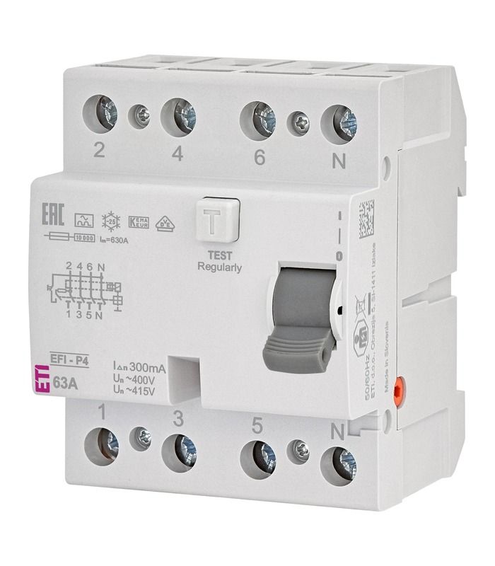 Реле диференційне (ПЗВ) 4р EFI-P4 63/0,3 тип A (10kA)