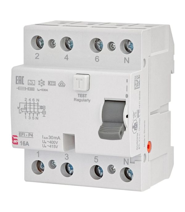 Реле диференційне (ПЗВ) 4р EFI6-P4 16/0,03 тип A (6kA)