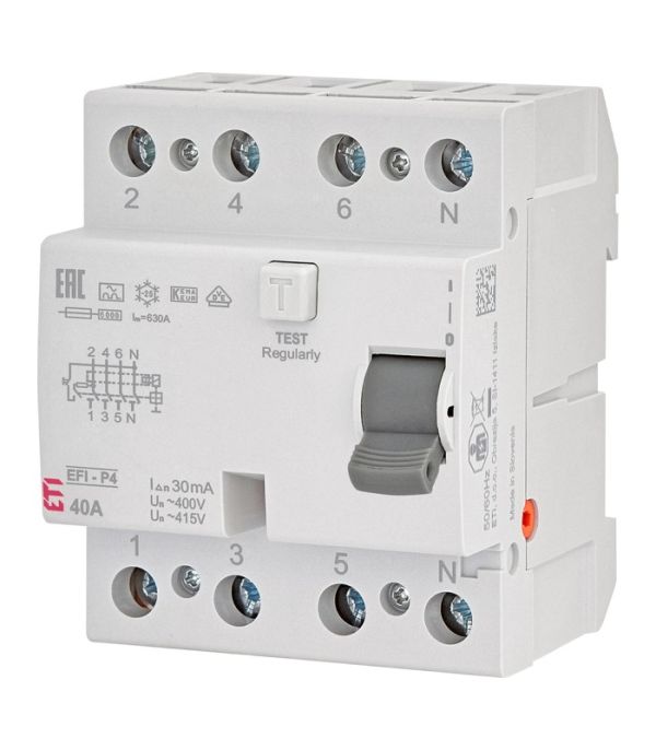 Реле диференційне (ПЗВ) 4р EFI6-P4 40/0,03 тип A (6kA)
