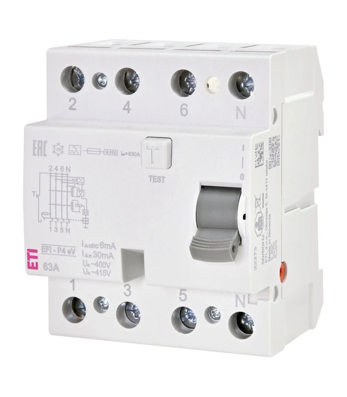 Реле диференційне EFI-P4 40/0,03 eV тип A (10kA) (для зарядних пристроїв EV)