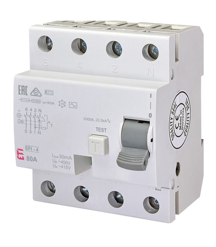 Реле диференційне (ПЗВ) EFI-4 80/0,03 тип AC (10kA)