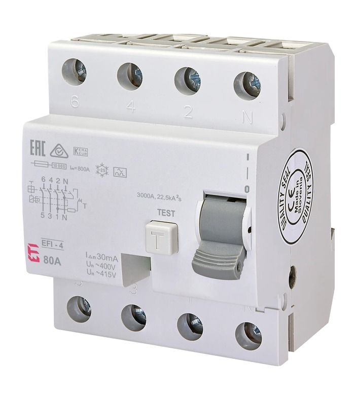 Реле диференційне (ПЗВ) EFI-4 80/0,03 тип A (10kA)