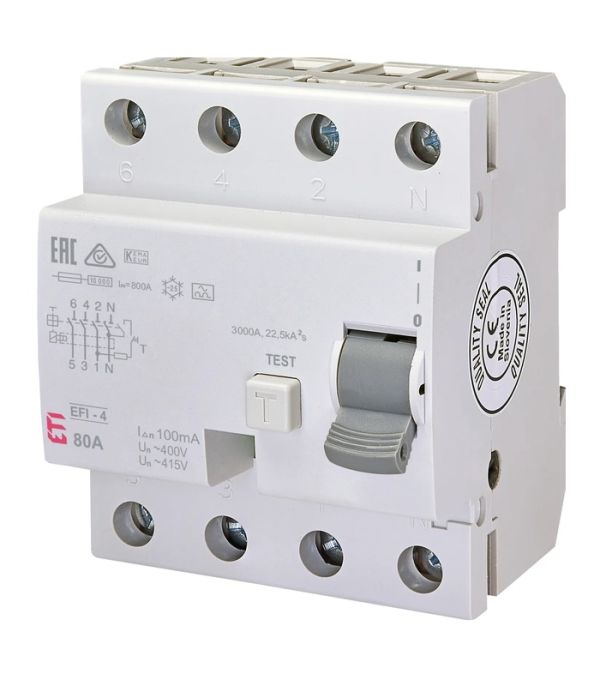 Реле диференційне (ПЗВ) EFI-4 80/0,1 тип A (10kA)
