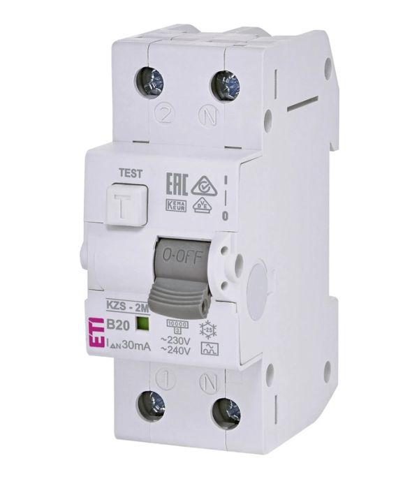 Диф. автоматичний вимикач KZS-2M B 20/0,03 тип A (10kA)