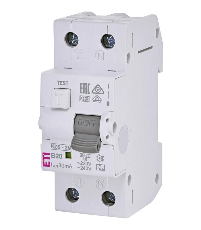 Диф. автоматичний вимикач KZS-2M B 20/0,03 тип A (10kA)