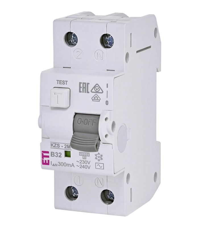 Диф. автоматичний вимикач KZS-2M B 32/0,3 тип AC (10kA)