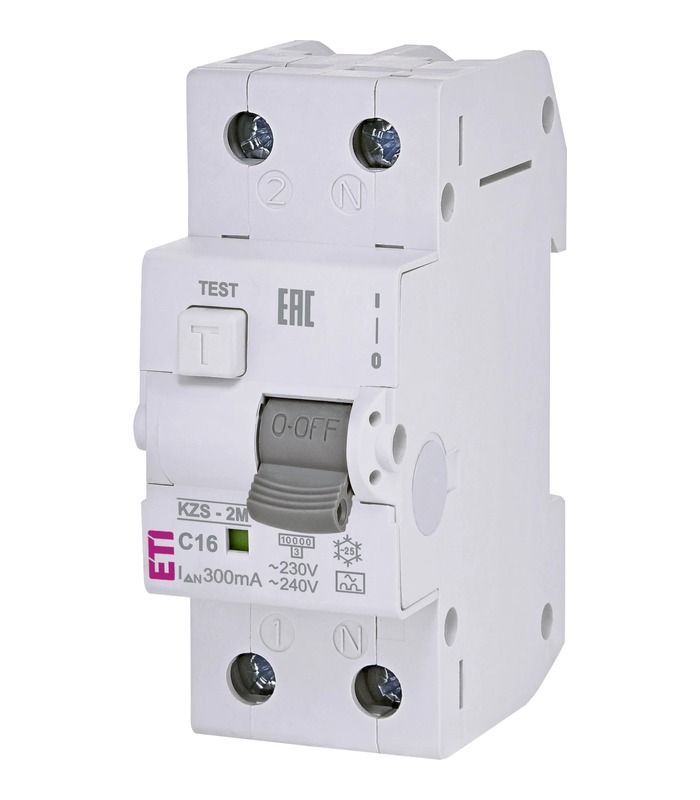 Диф. автоматичний вимикач KZS-2M C 16/0,3 тип A (10kA)