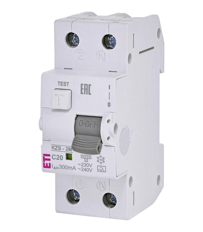 Диф. автоматичний вимикач KZS-2M C 20/0,3 тип A (10kA)