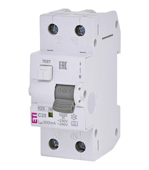 Диф. автоматичний вимикач KZS-2M C 25/0,3 тип A (10kA)