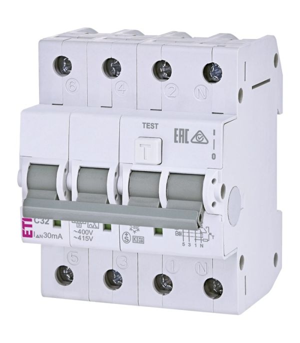 Диф. автоматичний вимикач KZS-4M 3p+N C 32/0,03 тип A (6kA)