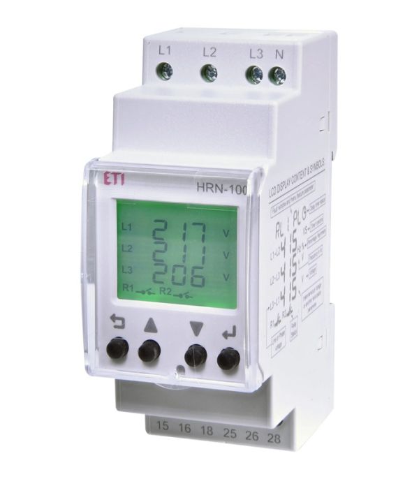 Багатофункціональне реле контролю напруги HRN-100 (3F, 2x5A_AC1)