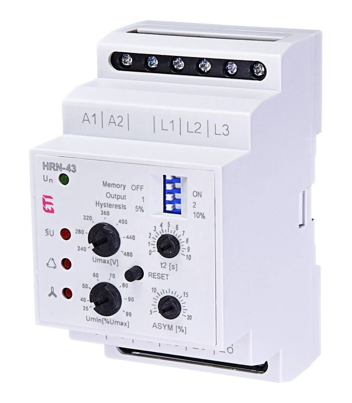 Реле контролю напруги HRN-43 400V AC (3F, 2x16A_AC1) без нейтралі