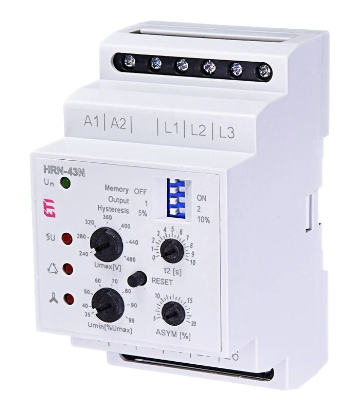 Реле контролю напруги HRN-43N UNI (3F, 2x16A_AC1) з нейтраллю