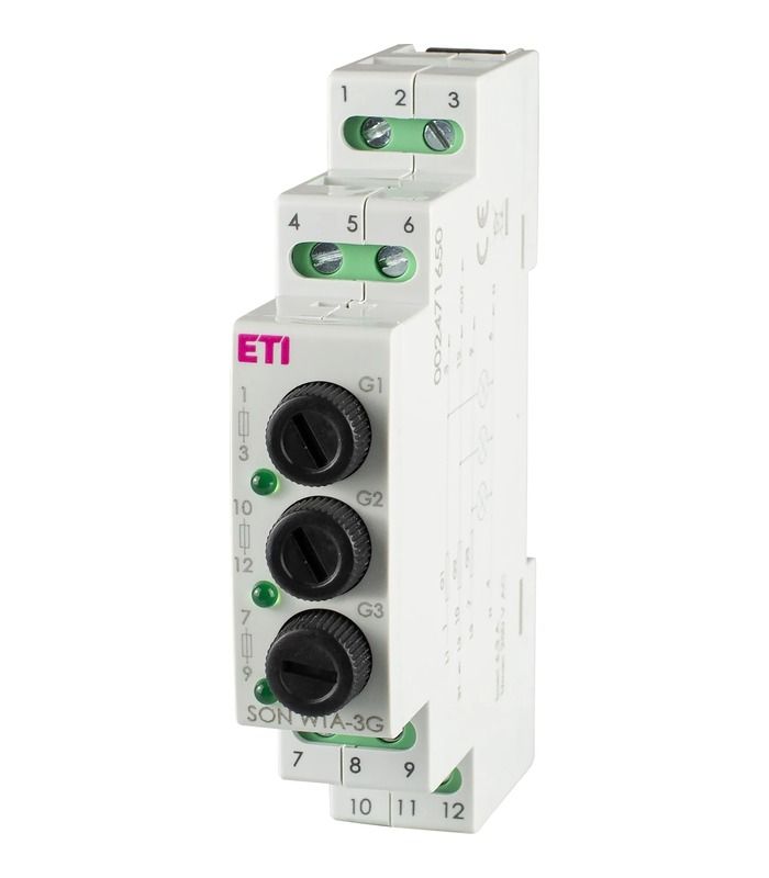 Трифазний індикатор наявності напруги з захистом SON WTA-3G (5x20мм, Imax.=6,3А, 3х зелений LED)