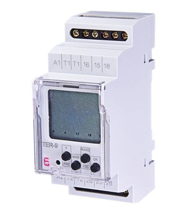 Багатофункціональний цифровий термостат+цифровий таймер TER-9 24V AC/DC (2x16A_AC1)