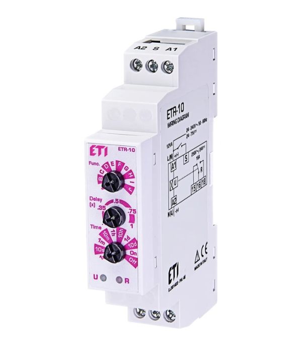 Багатофункціональне реле часу ETR-10  24-240V AC/24-75V DC (1x16A_AC1)