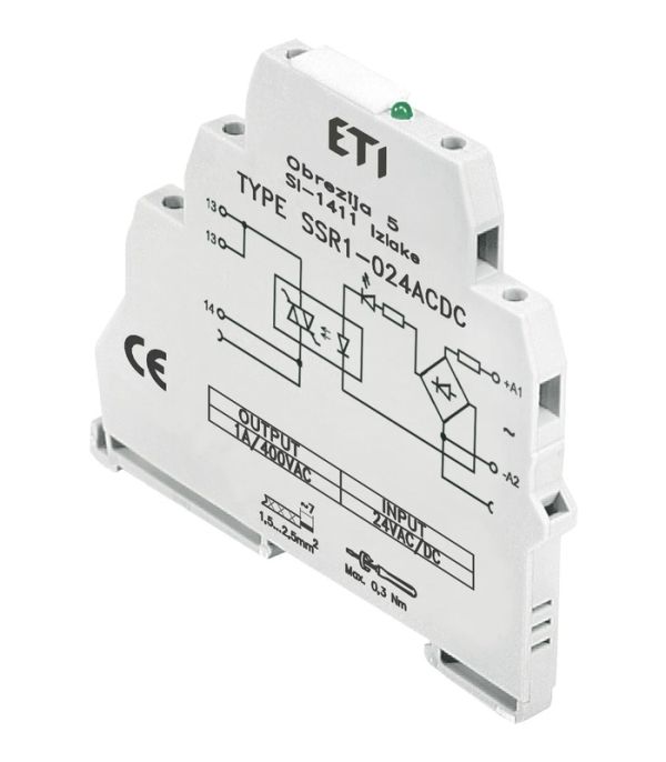 Реле інерфейсне SSR1-230 ACDC (тиристорне, 1NO, 1.2A AC1, 400V AC)