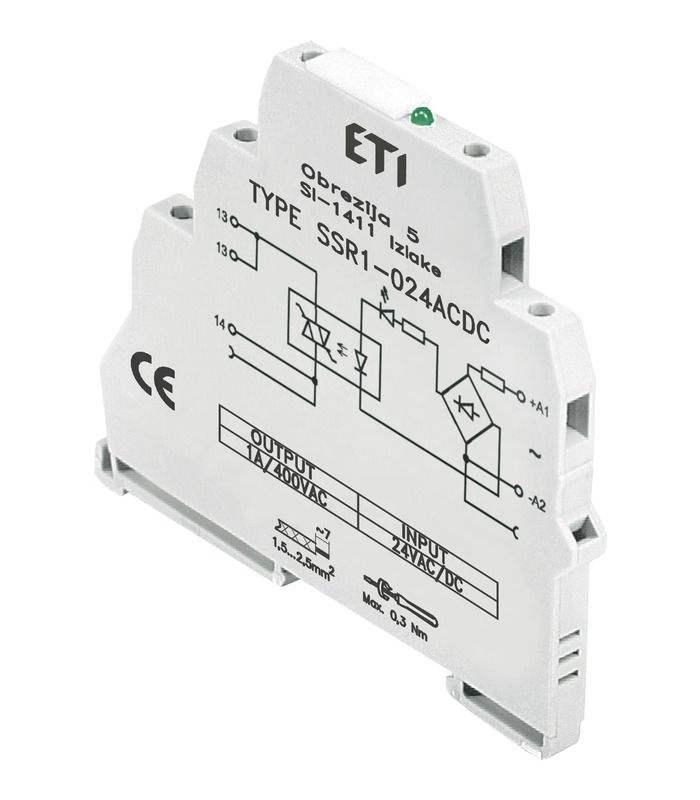 Реле інерфейсне SSR1-230 ACDC (тиристорне, 1NO, 1.2A AC1, 400V AC)