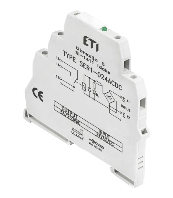 Реле інтерфейсне SER1-024 ACDC (електромеханічне, 1CO, 6A AC1, 250V AC)