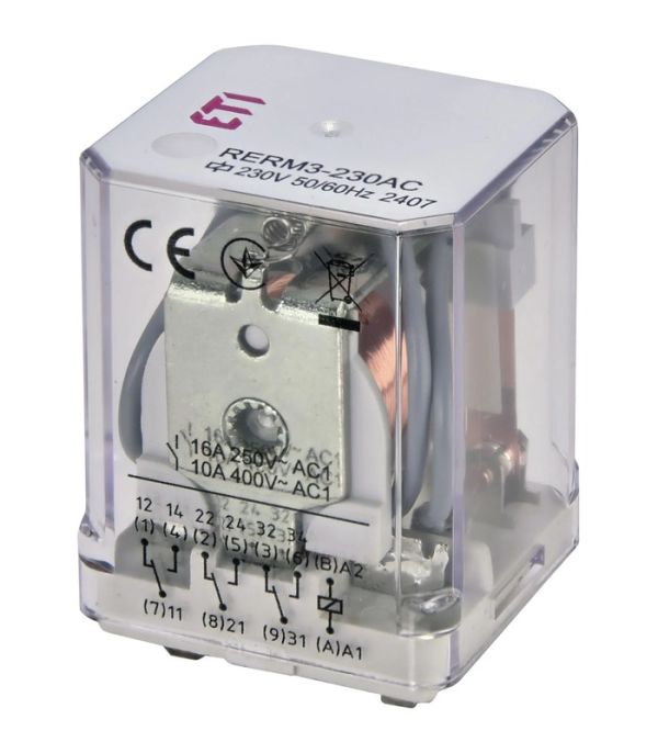 Реле електромеханічне RERM3-230AC 3p (16A AC1, 250V AC)
