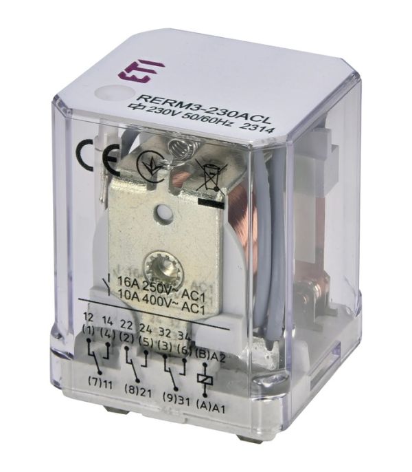 Реле електромеханічне RERM3-230ACL 3p LED (16A AC1, 250V AC)