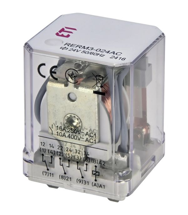 Реле електромеханічне RERM3-24AC 3p (16A AC1, 24V AC)