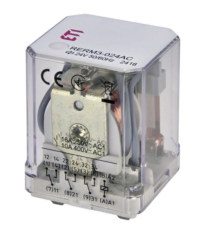 Реле електромеханічне RERM3-24AC 3p (16A AC1, 24V AC)