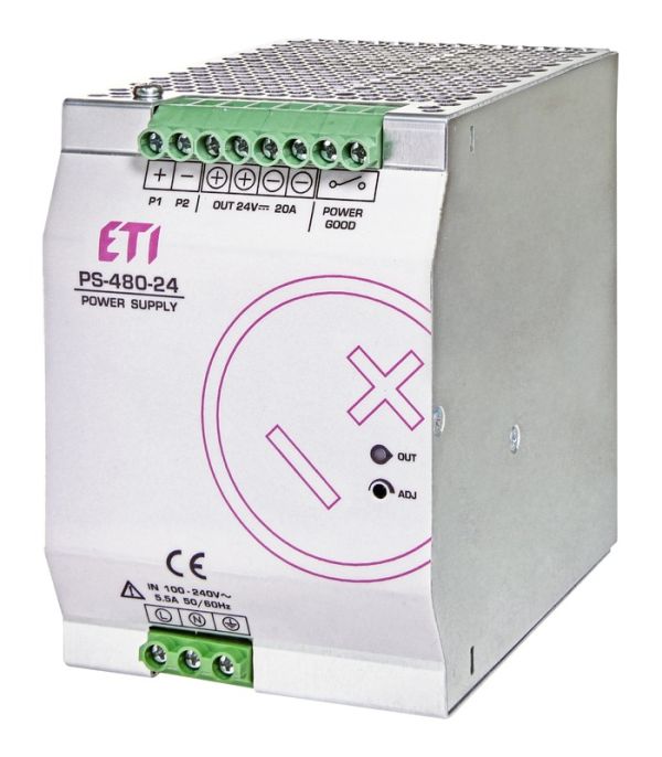 Блок живлення PS-480-24 (Вхід: 100-240V AC/140-340V DC; Вихід: 24-28V DC/480W/20A)