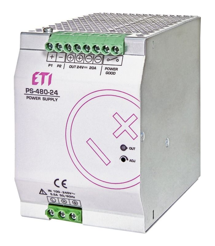 Блок живлення PS-480-24 (Вхід: 100-240V AC/140-340V DC; Вихід: 24-28V DC/480W/20A)